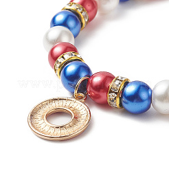 Braccialetto elasticizzato con perline di vetro colorato&nbsp;BJEW-JB09210