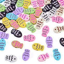 44 Stück 11 Farben Fisch Spray bemalt Legierung Emaille Perlen&nbsp;FIND-TA0010-35