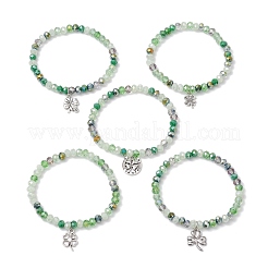 5 bracelet à breloques en alliage avec trèfle&nbsp;BJEW-JB11727