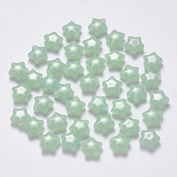 Imitazione perle di vetro giada, stella, verde chiaro, 8x8.5x4mm, Foro: 1 mm