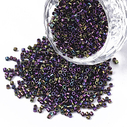 Perline di semi di vetro di grado 11/0, cilindro, dimensione uniforme del seme, colori metallici, colorato, 1.5x1mm, Foro: 0.5 mm, circa 20000pcs/scatola