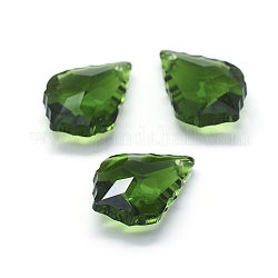 Colgantes de cristal facetado, hoja, verde, 22x15.5x8.5mm, agujero: 1 mm