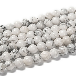 1 Strang weiße runde natürliche Howlith Perlen Stränge, 8 mm, Bohrung: 1 mm, ca. 24 Stk. / Strang, 7.6 Zoll