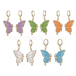 Orecchini pendenti in lega di smalto, farfalla, colore misto, 47x20mm