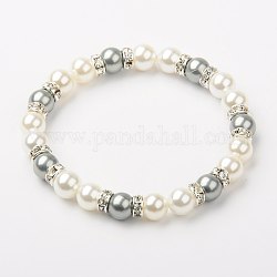 Pulseras de concha de perla, pulseras moldeadas para las mujeres, Pulseras elásticas, con joyas de fantasía de Oriente Medio, gris claro, 55mm
