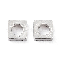 304 Stainless Steel Beads, Square, Stainless Steel Color, 4x4x1mm, Hole: 2mm
