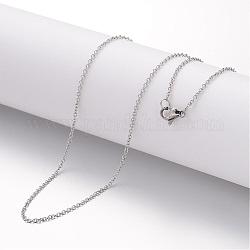 304 ожерелье нержавеющей стали, кабельные цепи, с омаром застежками, для поделок ювелирных изделий, цвет нержавеющей стали, 17.72 дюйм (450 мм), 1.5 мм