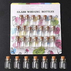 20шт мини милые маленькие стеклянные банки стеклянные бутылки, декоративные подвески хранения, бутылка желаний, с пробкой, прозрачные, 2.2x1.5 см, емкость: 5 мл (0.17 жидких унции)