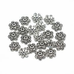 Тайские серебряные бусины, 925-лепесток, цветок, античное серебро, 6 мм, отверстие : 9x8x2.5 мм
