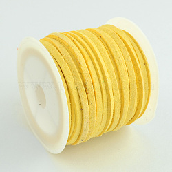 Шнуры из искусственной замши, искусственная замшевая кружева, желтые, 4x1.5 мм, около 5.46 ярда (5 м) / рулон, 25 рулонов / мешок