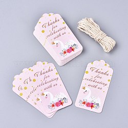 Paper Gift Tags, Hang Tags, with Cotton Cord, for Wedding/Valentine's Day/Thanksgiving, Rectangle, Word, 9.5x4.5x0.05cm, Hole: 5.3mm, 50pcs/set