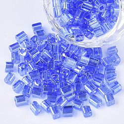6/0 ガラスシードビーズ  透明色光沢  角穴  キューブ  ライトスカイブルー  6/0  3~5x3~4x3~4mm  穴：1.2~1.4mm  約4500個/袋