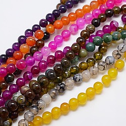 Natural Agate Beads Strand, Round, Dyed, Mixed Color, 8mm, Hole: 1mm, about 48pcs/strand, 14.96 inch