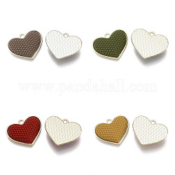 Spray Painted Alloy Pendants, Heart, Light Gold, Mixed Color, 19x24x6mm, Hole: 2mm