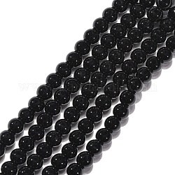Synthetischen schwarzen Steinperlen Stränge, gefärbt, Runde, Schwarz, 4 mm, Bohrung: 1 mm, ca. 49 Stk. / Strang, 7.8 Zoll
