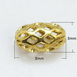 Messing filigranen Perlen, Oval, golden, 8x5 mm, Bohrung: 1.5 mm