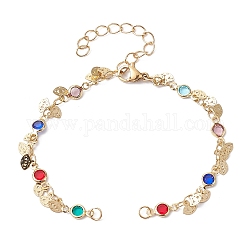 Fabrication de bracelets en chaîne à maillons en perles de verre, avec breloque œil et fermoirs mousquetons, convient aux breloques de connecteur, colorées, 6-3/8 pouce (16.2 cm)