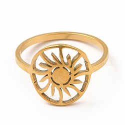 304 кольцо из нержавеющей стали с полым солнечным пальцем для женщин, золотые, размер США 7 1/4 (17.5 мм)