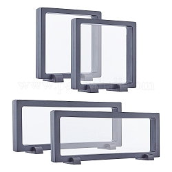 Kunststoffrahmenständer, mit transparenter Membran, 3d schwimmender Rahmen Displayhalter, Münz-Display-Box, Schwarz, 11x11.5x3.5 cm, 23x9.5x3.5 cm, 4sets