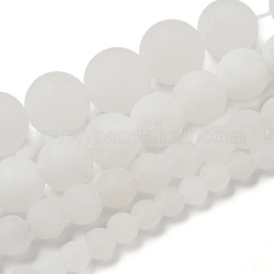 Olycraft 4 Strands 4 Style Natural White Jade Beads Strands, Frosted, Round, 4mm/6mm/8mm/10mm, Hole: 0.8~1mm, 1strand/style