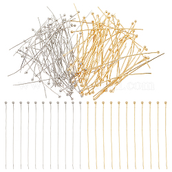 BENECREAT 120Pcs 2 Styles Real Gold Plated Ball Pins, 20~24 Gauge Metal End Headpins Findings for DIY Jewelry Making Findings Earring