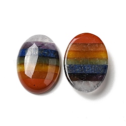Cabujones de piedras preciosas mezcladas naturales de chakra, espalda plana, oval, 25x18x7mm