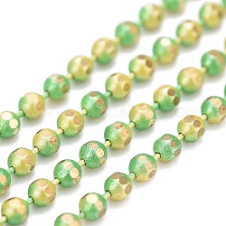 Electroplated Brass Faceted Ball Chains, Round, with Spool, Soldered, Green Yellow, 1.5mm, about 164.04 Feet(50m)/roll
