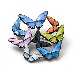 Эмалированная булавка в виде бабочки, значок электрофореза из черного сплава для одежды рюкзака, без кадмия и без свинца, голубой, 36x40x3 мм, штифты : 0.7 мм