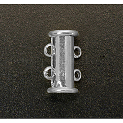 2-пряди латунные магнитного слайд замок застежки, ювелирные аксессуары, 4 отверстия, платина, 15x6 мм