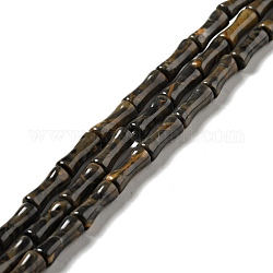Café naturel perles de jaspe brins, forme de colonne en bambou, 12x4~5mm, Trou: 1mm, Environ 34 pcs/chapelet, 15.71~ 15.79 pouce (39.9~40.1 cm)