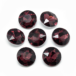 Cabujones de cristal con rhinestone, espalda plateada, facetados, plano y redondo, de color rojo oscuro, 10x4.5~5mm