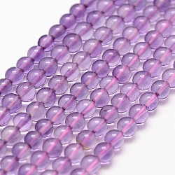 Chapelets de perles en améthyste naturelle, Grade a, ronde, 3mm, Trou: 0.5mm, 125 pcs / chapelet, 15.7 pouce