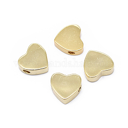 Cremagliera perle di ottone di placcatura, placcato di lunga durata, cuore, oro chiaro, 7x7.5x3mm, Foro: 1.5 mm