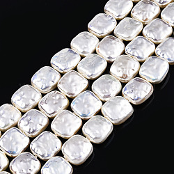 Brins de perles d'imitation en plastique ABS, de couleur plaquée ab , carrée, jaune verge d'or clair, 11x11x5mm, Trou: 0.9mm, Environ 35 pcs/chapelet, 15.35 pouce (39 cm)