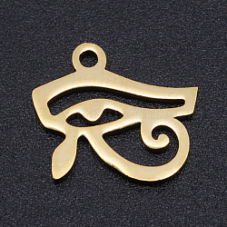 201 Stainless Steel Laser Cut Charms, Egyptian Eye of Horus, Golden, 12x13.5x1mm, Hole: 1.5mm