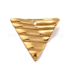 304ステンレス鋼ペンダント  テクスチャ  三角形  ゴールドカラー  17x19x2.5mm  穴：1.2mm