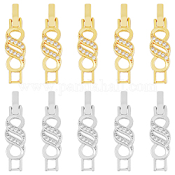 DICOSMETIC 10Pcs 2 Colors Cubic Zirconia Watch Band Clasps CZ Fold Over Clasp Watch Band Clasps Rhinestone Foldover Extension Clasp Platinum Gold Bracelets Clasp for Jewelry Making Watch Repair