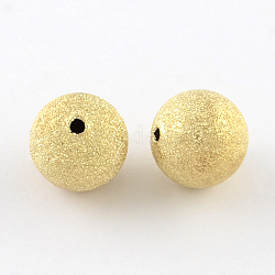 Brass Textured Beads, Cadmium Free & Lead Free, Round, Golden, 10mm, Hole: 2mm
