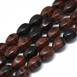 Acajou naturel chapelets de perles en obsidienne, riz, 14x10mm, Trou: 1mm, Environ 28 pcs/chapelet, 15.7 pouce