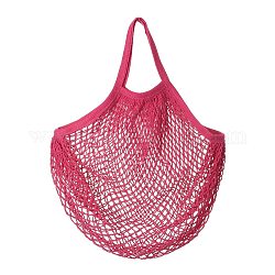 Sacchetti della spesa portatili in rete di cotone, borsa per la spesa in rete riutilizzabile, rosa antico, 48.05cm, borsa: 38x36x1 cm.