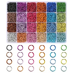 7224pcs anneaux de saut ouverts en aluminium 24 couleurs, rond, couleur mixte, 20 jauge, 6x0.8mm, diamètre intérieur: 5 mm, à propos 301pcs / couleur