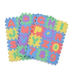 Schaumstoff-Minipuzzles und Bodenspielmatten für Kinder, 36 bunte Eva-Kacheln, Zahlen und Buchstaben, Farbig, blatt: 175x130x6mm, 12pcs / Blatt, 36 Stück / Set