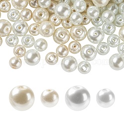 Abalorios de perla de vidrio, Para hacer bisutería, artesanía perlada fabricación de joyas, redondo, color mezclado, 200 unidades / bolsa