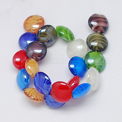 Manuell Murano Glas Perlen, perlig, Flachrund, Mischfarbe, 20x11 mm, Bohrung: 2 mm