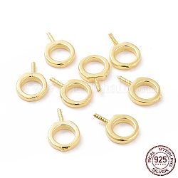 925 gancho de ojo de tornillo de plata esterlina, anillo, dorado, 9x6x1mm, agujero: 4 mm, pin: 0.6 mm