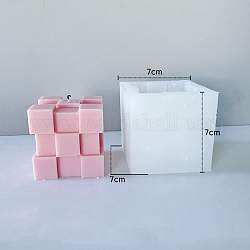 DIY ルーバン ロック パズル キャンドル食品グレードのシリコーン金型  3d 香りのキャンドル作り用  ホワイト  7x7x7cm