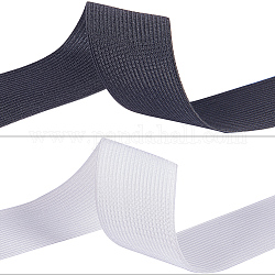 Banda de goma elástica plana, correas de costura accesorios de costura, en blanco y negro, 38(-1)mm, 5 m / rollo, 2 rollo / color, 4 rollos / set