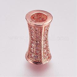 Perles de zircone cubique micro pave en Laiton, Tube, or rose, 12x6mm, Trou: 3mm