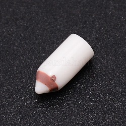Perles de résine opaques, sans trou, crayon, blanc, 16x7mm