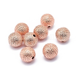 Acumular cuentas de latón chapado, Plateado de larga duración, redondo con punto, oro rosa, 11~11.5mm, agujero: 2 mm